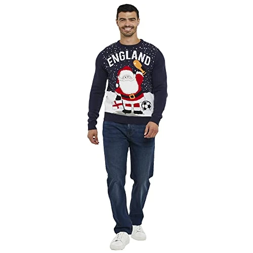 Mens Boys Crew Neck England Knitted Christmas Jumper