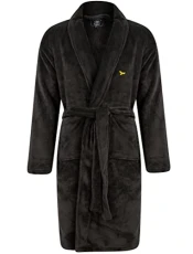 Men's Bradley Soft Fleece Dressing Gown with Tie Belt - Dark Grey - M