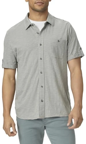 Men's Brayden Short Sleeve Shirt with Roll Tab, Summer Rain, Medium