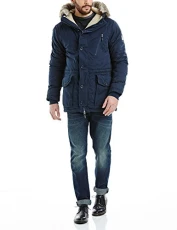 Men's Breath Parka Long Sleeve Jacket, Blue (Total Eclipse), Medium