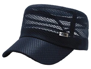 Men's Breathable Baseball Cap Mesh Dad Hat Flat Top Stylish Casual Hat Quick Dry Cap for Fishing Hiking Running Cycling Navy