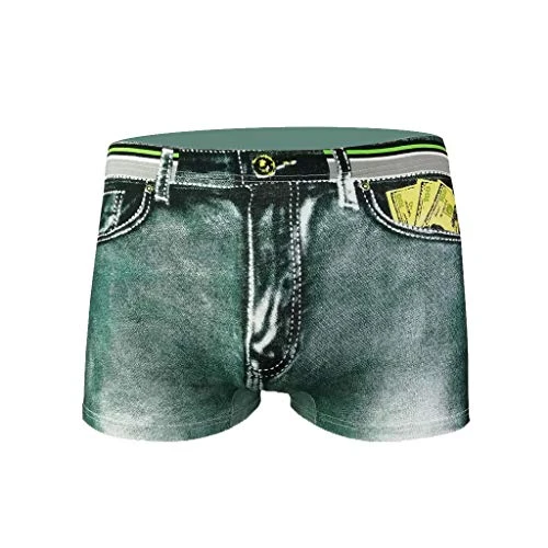 Men's Breathable Trunks Underwear Covered Band Antibacterial Regular Short Leg high Waist Underwear Men Mature Boxer Briefs for Men Sexy Cute Underwear Sexy Mens Underwear Naughty Green