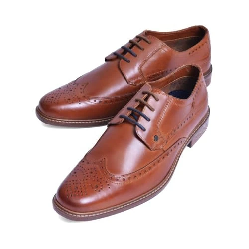 Mens Brogue Brogues Shoes Tan 10 (45)