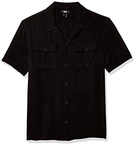 Men's Brookside Short Sleeve Button Down Shirt, Black, Medium