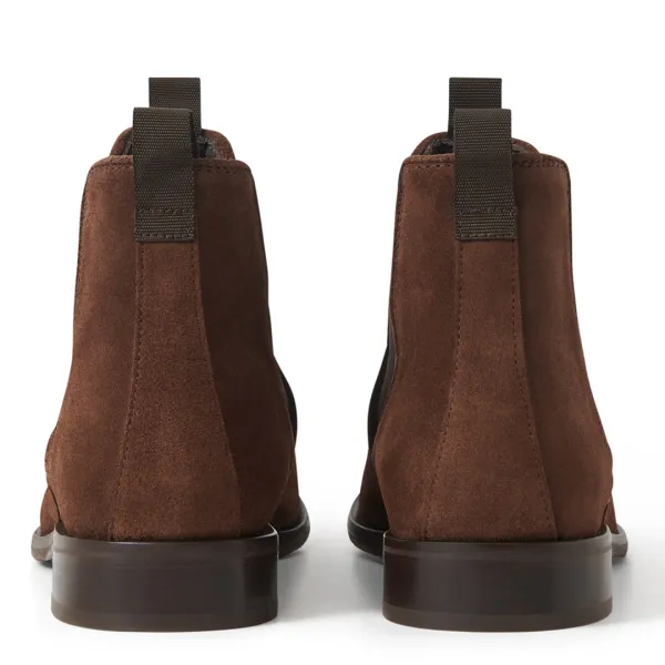 Mens Brown Washed Suede Langley Chelsea Boot - Size 9