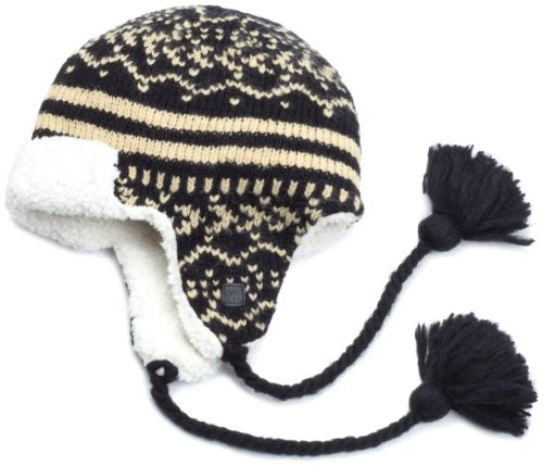 Men's Brushed Acrylic Blend Fairisle Trapper Hat - Black - One size