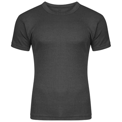 Mens Brushed Thermal Short Sleeve Shirts T Shirt Tops T-Shirts Winter Warm Underwear Camping Ski (L,