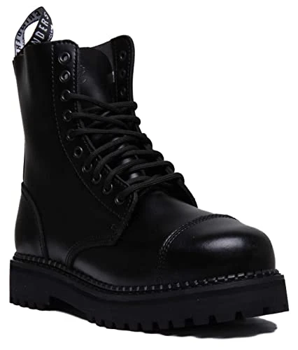 Mens Bulldog Leather Black Boots 7 UK