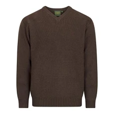- Men's Burdale V-Neck Jumper - Brown - Small