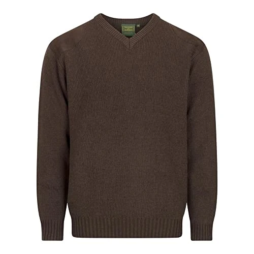- Men's Burdale V-Neck Jumper - Brown - Small