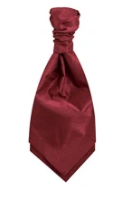 Mens Burgundy Cravat Dupion Satin-Feel Pre-Tied