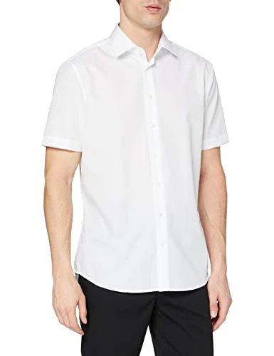 men's business shirt - shaped fit - non-iron - Kent collar - short sleeves - 100% cotton