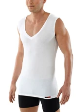 Men’s Business Sleeveless deep-V Undershirt Made of Soft and Breathable Micromodal, White L
