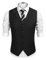 Men's Business Suit Vest Slim Fit Twill Dress Waistcoat for Wedding Party Dinner - - XXL