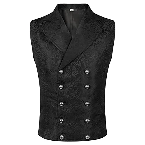 Men's Business Suit Vest,Slim Fit Skinny Waistcoat Formal print Mens Waistcoat Vest Double Breasted lapel button down Easy Care holiday UPF 50+ Mens Blazer Jacket shirts tank top Men's Waistcoat