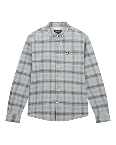 Mens Button Down Check Shirt Cold Grey M