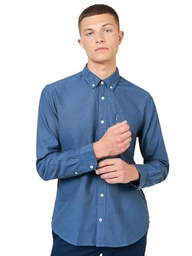 Men's Button-Down Collar Signature Oxford Shirt, Tab Logo Pocket, Long Sleeved, Regular Fit (Riviera