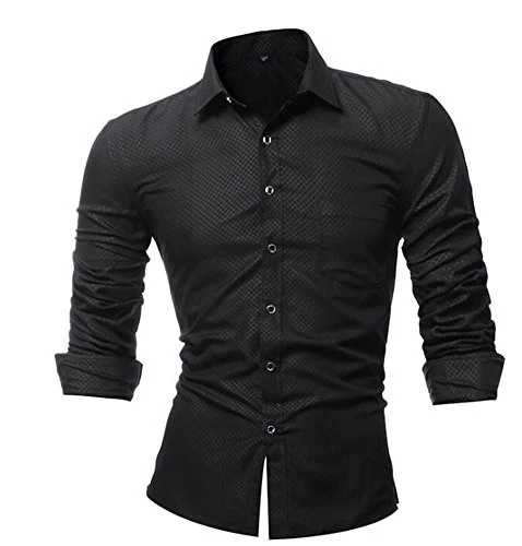 Men's Button Down Dress Shirts Casual Slim Fit Shirts Black