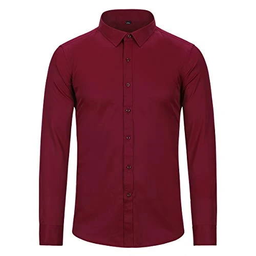 Mens Button Down Dress Shirts Long Sleeve Slim Fit Business Casual Shirt