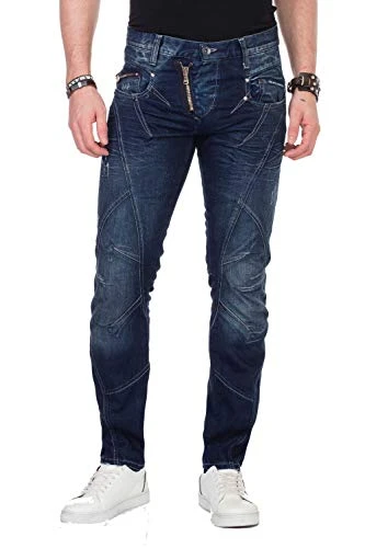 Men's C-0751 Straight Leg Plain Jeans - Blue - W38