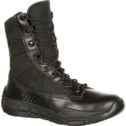 Men's C4T Military Inspired Black Lace-Up Duty Boots, RY008 5W