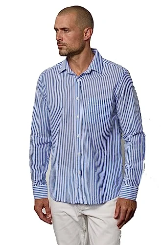 Men's CABE Long Sleeve Striped Button Down Woven Shirt, Stripe, S