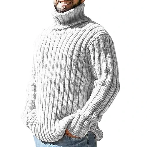 Mens Cable Knit Turtleneck Sweater The Dude Sweater Fisherman'S Jumper Mens Crew Neck Sweaters Mens 