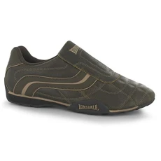 Mens Camden Slip Trainers Low On Breathable Leather Upper Perforated Brown Dist UK 10 (45)