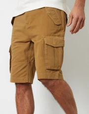 Men's Camel Cotton Utility Cargo Shorts