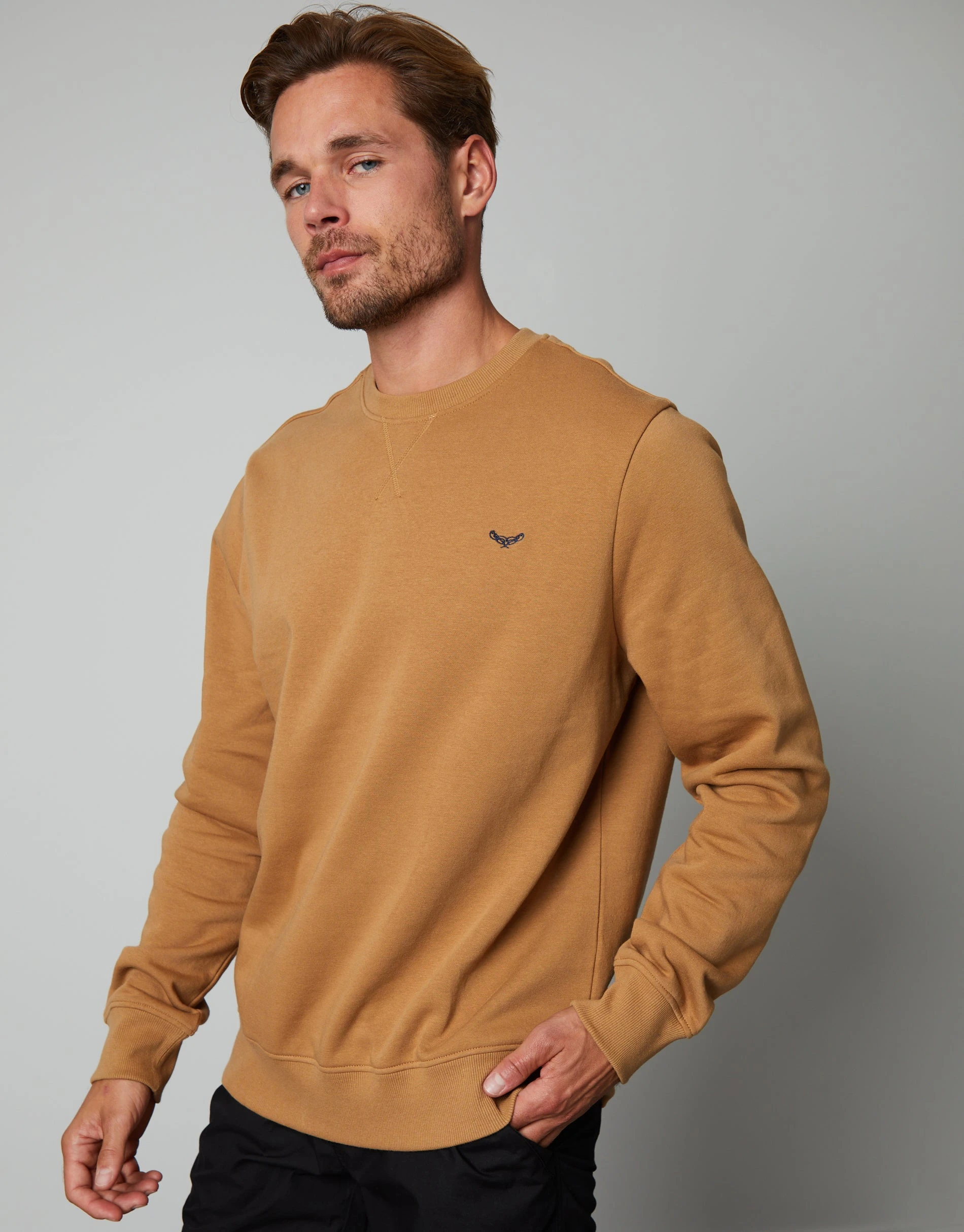 Men's Camel Crew Neck Sweatshirt