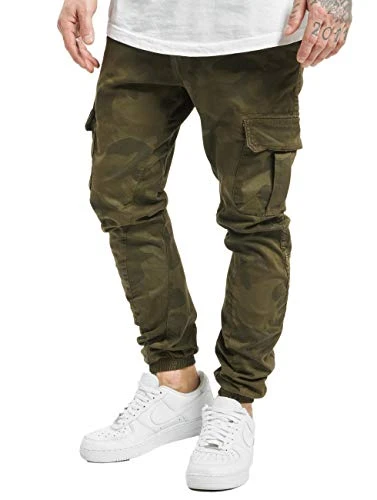 Men's Camo Cargo Jogging Pants Trouser, Olive Camo, 34W