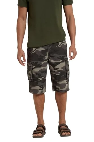 Mens Camo Cargo Shorts - 100% Cotton Twill Short Trousers, Lightweight Pants, Breathable, Durable Sh