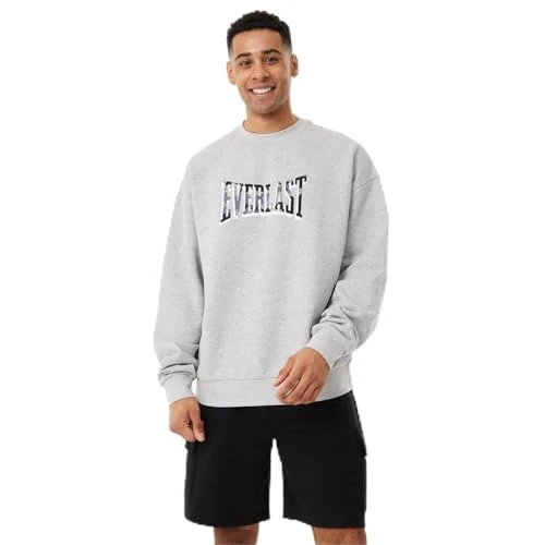 Mens Camo Logo Sweatshirt Grey Marl XL