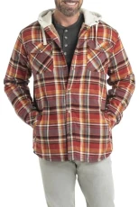 Men's Camp Night Berber Lined Hooded Flannel Long Sleeve, Cardinal Arrowood Plaid, S UK Men's Camp Night Berber Lined Hooded Flannel Long Sleeve, Cardinal Arrowood Plaid, S UK