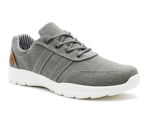 Mens Canvas Denim Lace Up Trainers Smart Casual Flat Low Top Sneaker Pumps (Grey, UK Footwear Size System, Adult, Men, Numeric, Medium, 8)