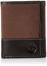 Men's Canvas & Leather Trifold Wallet, Dark Earth, One Size