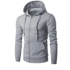 Men's Cardigans Solid Color Long Sleeve Hooded Cardigan Plain Zipper Drawstring Outwear Slim Fit Wor