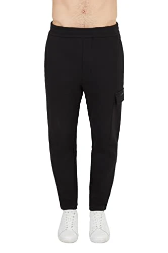 Men's Cargo Fleece Pant Casual, Black, XS