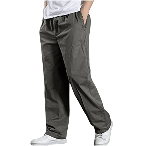 Mens Cargo Pants Clearance Slim Fit Solid Color Straight Pants Casual Stretchy and Comfortable Outdo