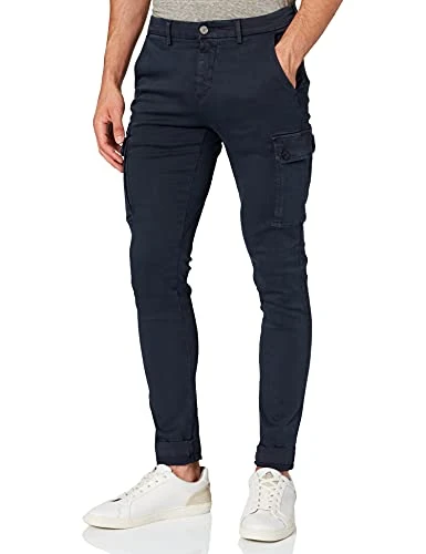 Men's Cargo Pants Jaan Slim-Fit Hyperflex with Stretch, Blue (Blue 010), 34W / 30L