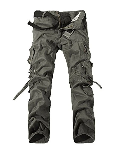 Mens Cargo Pants Multi Pocket Pure Colour Cotton Work Trousers Wear-Resistant Working Pants Outdoor 