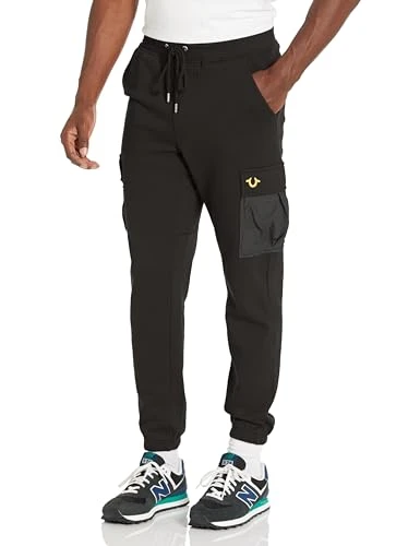 Men's Cargo Pocket Revolt Fleece Jogger Sweatpants, Jet Black, XXL