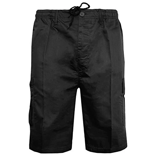 Mens Cargo Shorts Plain Combat Casual Summer Beach Poly Cotton 6 Pockets Work Short Elasticated Wais