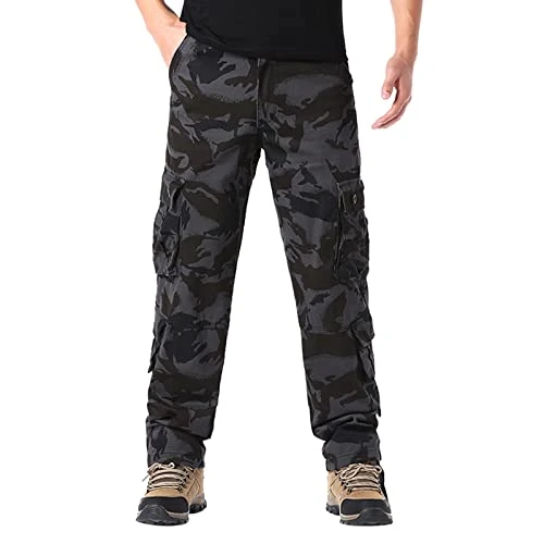 Men's Cargo Trousers Fashion Casual Camouflage Multi Pocket Zip Buckle Male Cargo Pants Outdoor Pant