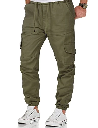 Mens Cargo Trousers Jogger Casual Cuffed Cargo Trousers Lightweight Combat Trousers Slim Fit Cargo T