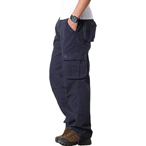 Mens Cargo Work Trousers Combat Pants Outdoor Camping Hiking Loose Fit Military Tactical Casual Pant