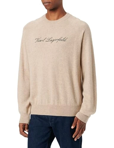 Men's Cashmere Sweater, Stone Beige, L