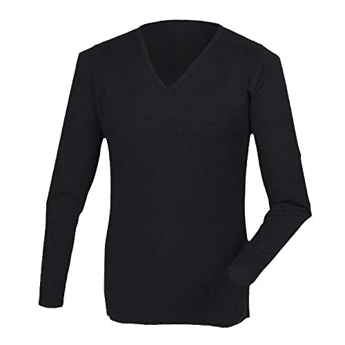 Mens Cashmere Touch Acrylic V-Neck Jumper/Knitwear (4XL) (Black)