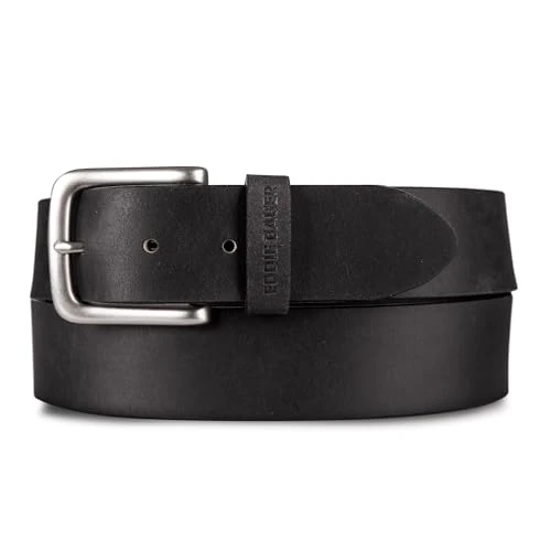 Men's Casual Belt with Metal Buckle, Bridle Leather-Black, M (32-34")