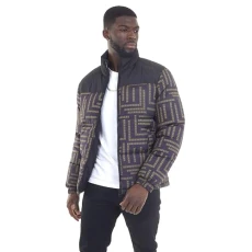 Men's Casual Black Puffer Jacket Winter Outerwear Quilted Jacket for Men, Size- M